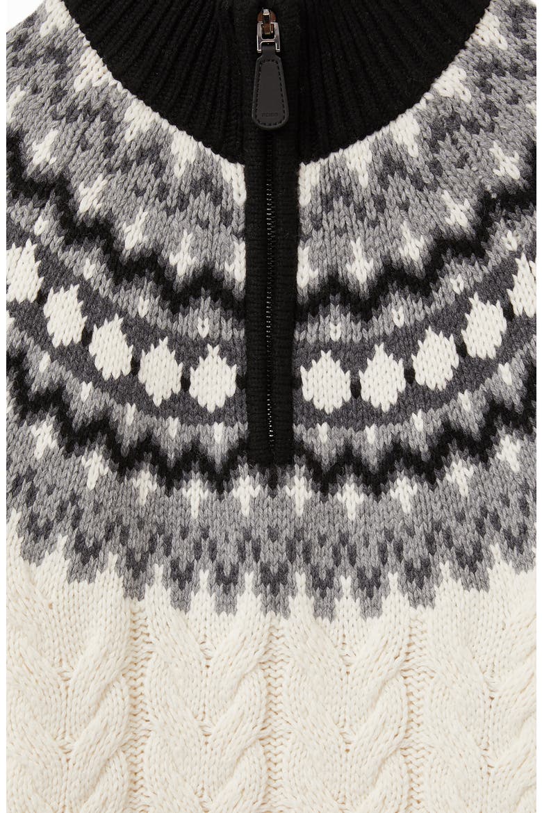 Colorado Fair Isle Cable Sticth Quarter Zip Sweater, Alternate, color, BLACK/WHITE