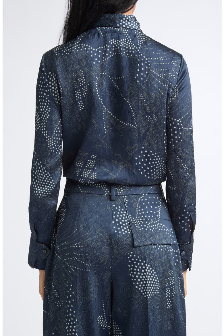 Dotted Floral Creponne Tie Neck Top, Alternate, color, SOLID BLUE NAVY