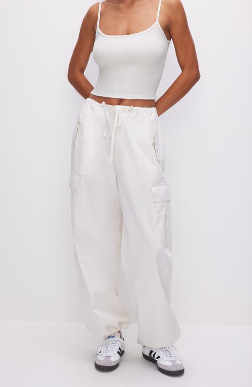 Good American Womens Cloud White 001 Parachute Wide-leg Drawstring-hem Cotton Trousers In Cloud White001