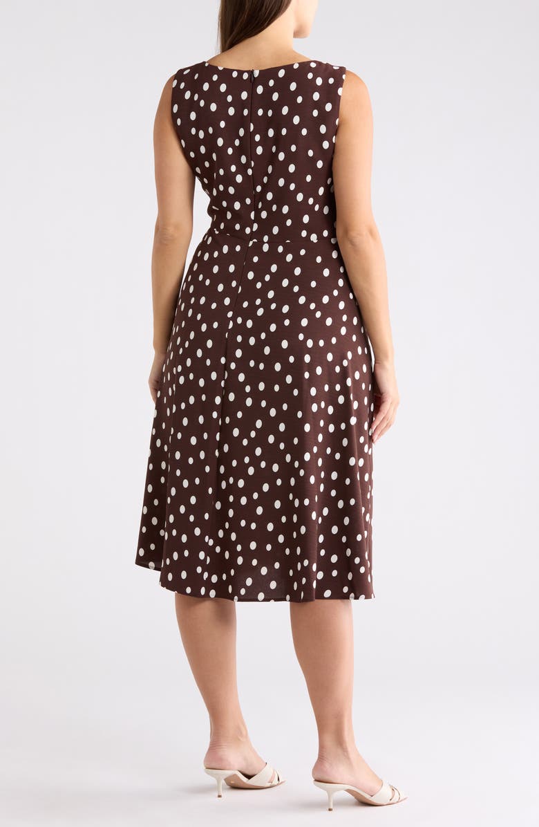 Connected Apparel Pleated A-Line Dress, Alternate, color, Brown