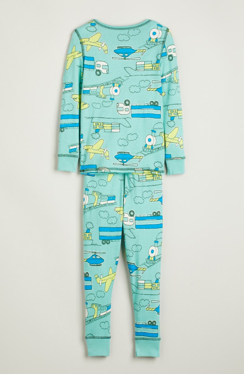 Nordstrom Kids' Glow in the Dark Fitted Two-Piece Pajamas, Alternate, color, Green Passport Travel