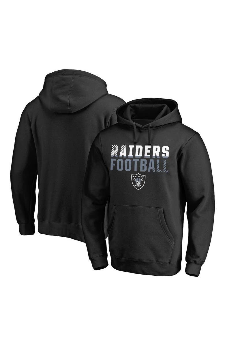 FANATICS Men's Fanatics Branded Black Las Vegas Raiders Fade Out Fitted Pullover Hoodie, Main, color,