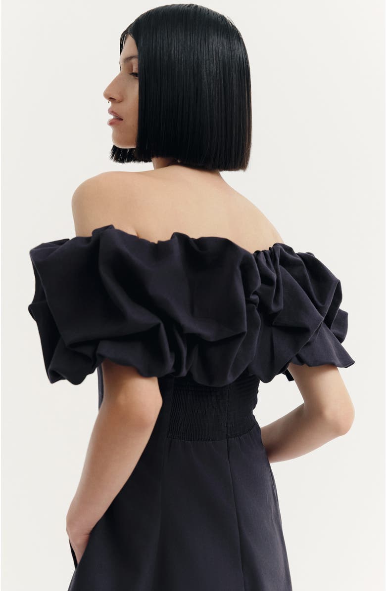 De Loreta Cumaral Puff Off the Shoulder Cotton Minidress, Alternate, color,