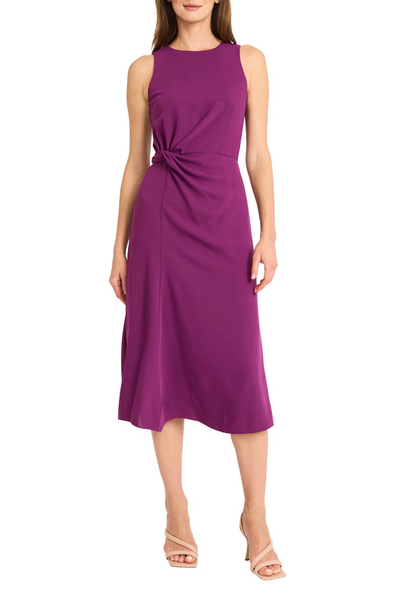 Twist Midi Dress, Main, color, PLUM CASPIA