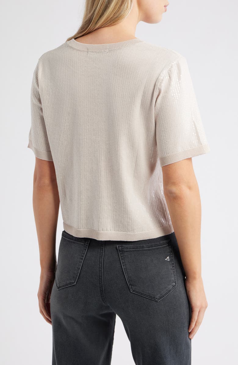 Sanctuary Sparkle Short Sleeve Sequin Sweater, Alternate, color, Mother Of Pearl