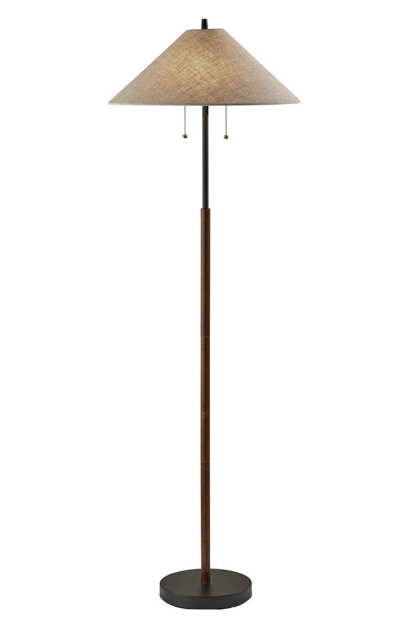 ADESSO LIGHTING Palmer Floor Lamp - Black / Walnut Wood