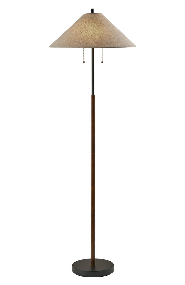 ADESSO LIGHTING Palmer Floor Lamp, Main, color, Black / Walnut Wood