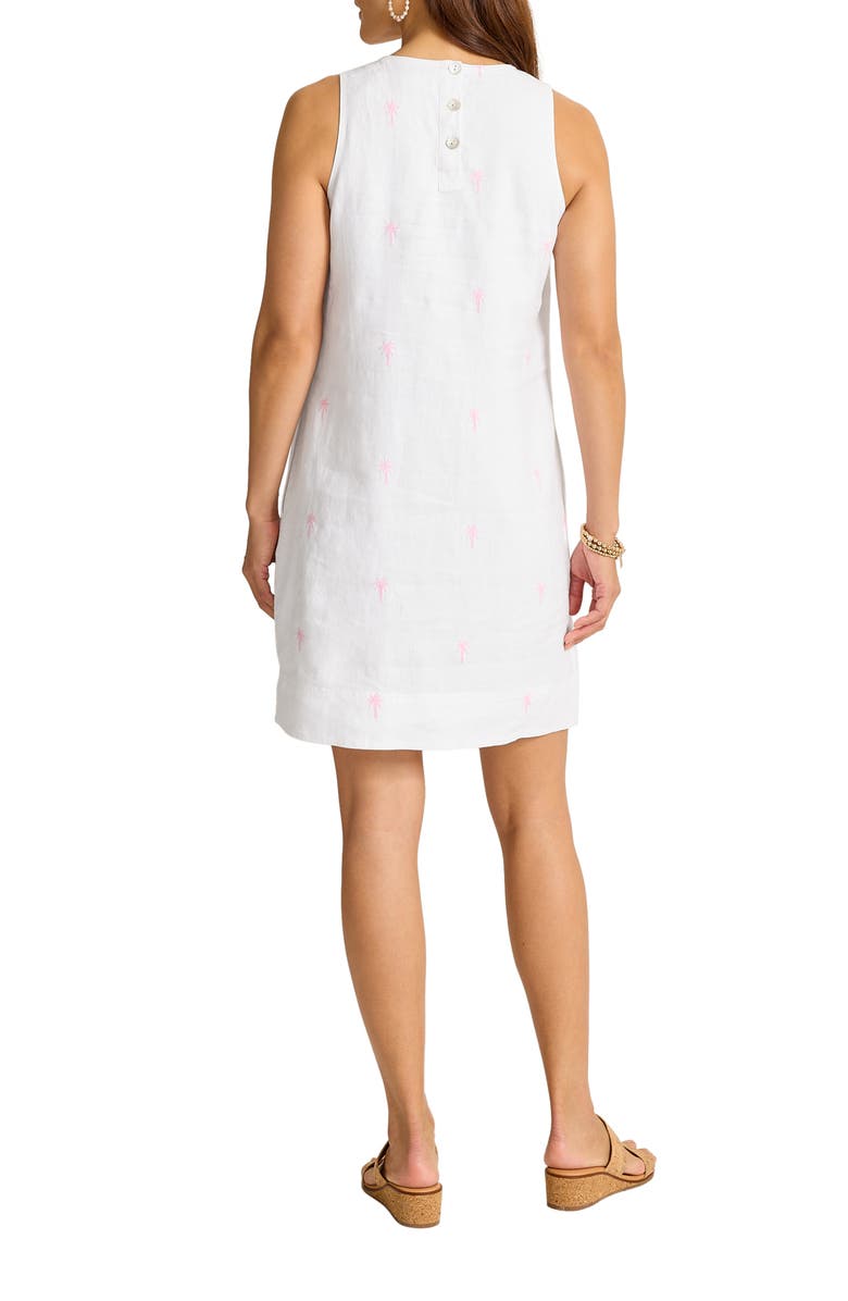 Tommy Bahama Palm Tree Embroidered Sleeveless Linen Dress, Alternate, color, Cyber Light