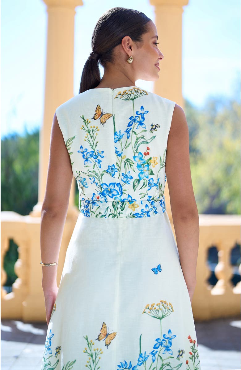 Yumi Butterfly Print Midi Wrap Dress, Alternate, color, Ivory