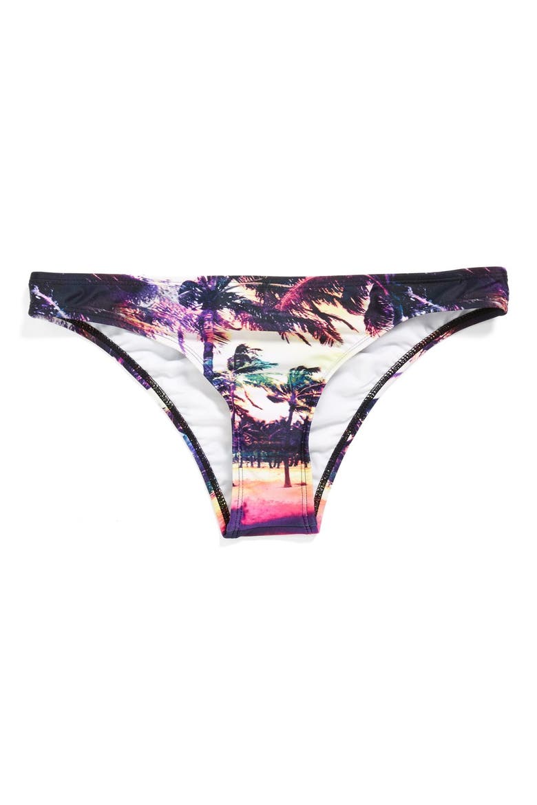 'Sunset Stripes' Surfer Bikini Bottoms, Alternate, color, TRUE BLACK SUNSET STRIPES