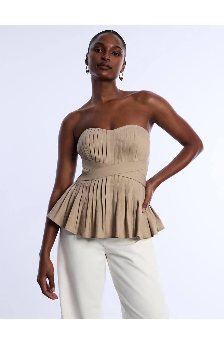 BCBGMAXAZRIA Stretch Linen Top, Main, color, Sandstone