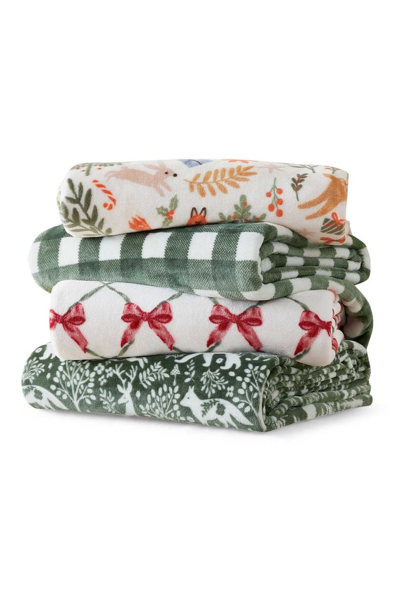 Madison Gingham Throw Blanket, Alternate, color, GREEN