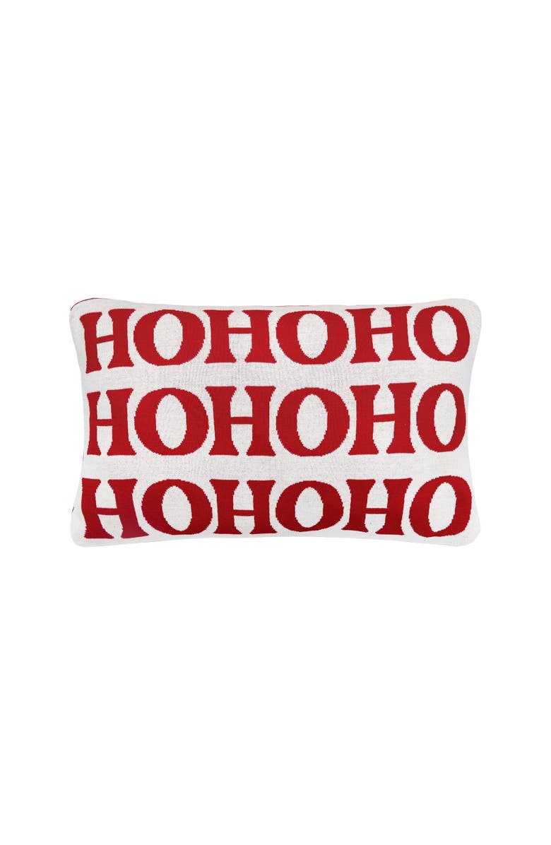 C&F Home Ho Ho Ho Reversible Knitted Christmas Throw Pillow, 14" x 22", Alternate, color, Red