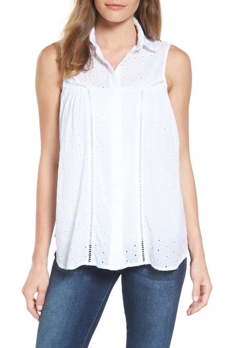 Shirred Eyelet Blouse, Main, color, EYELET