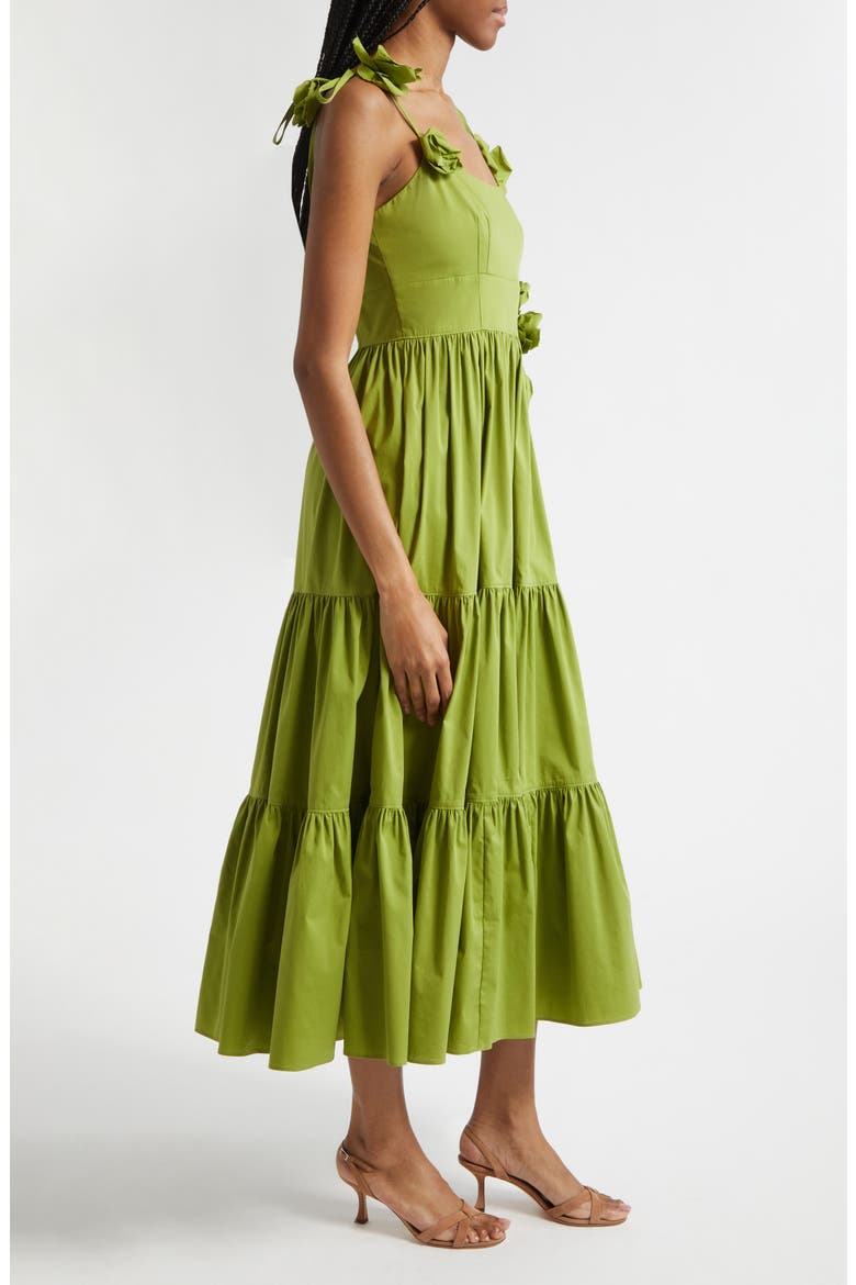 Kael Tiered Midi Dress, Alternate, color, DARK LIME