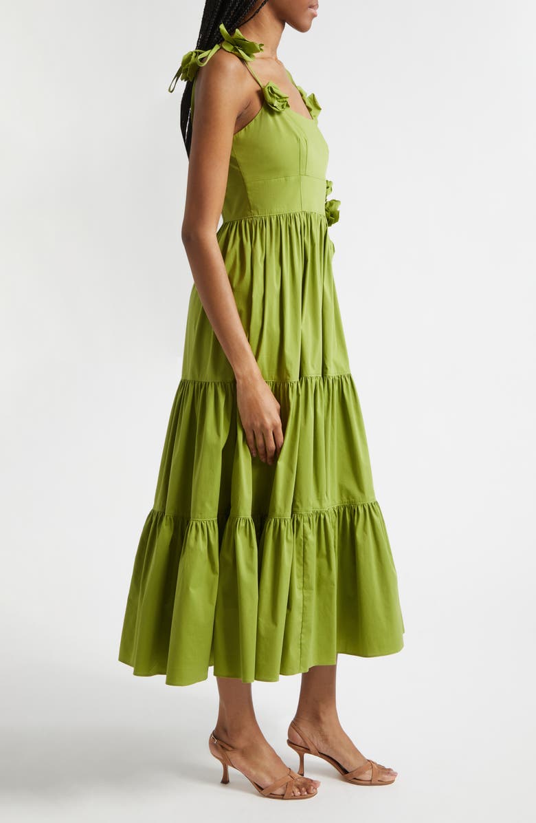 Cinq à Sept Kael Tiered Midi Dress, Alternate, color, Dark Lime