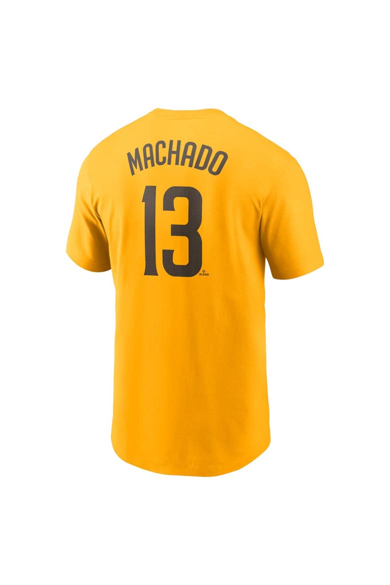 Men's Nike Manny Machado Gold San Diego Padres Fuse Name & Number T-Shirt, Alternate, color, Gold