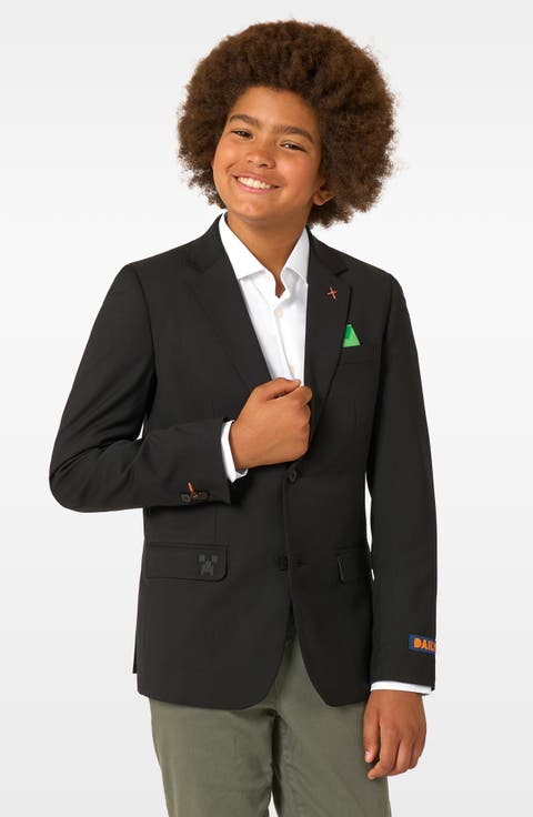 x Minecraft Kids' Daily Slim Fit Black Stretch Sport Coat (Big Kid)