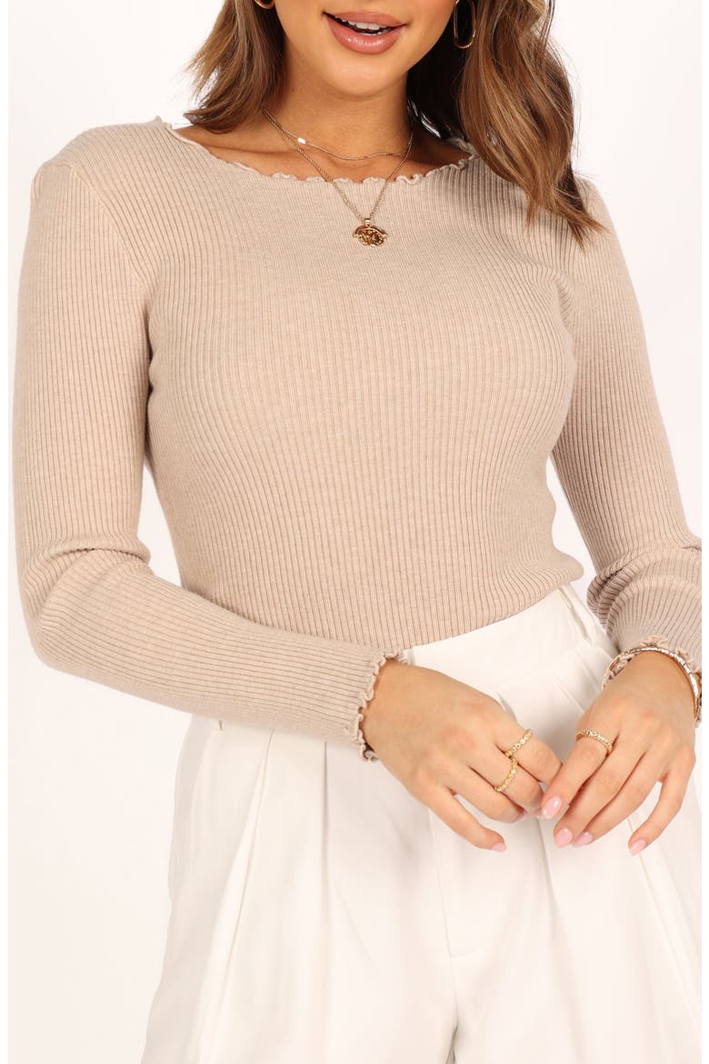 Kya Lettuce Edge Rib Sweater, Main, color, BEIGE