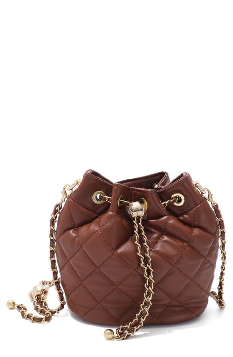 Cushion Quilted Faux Leather Bucket Bag
