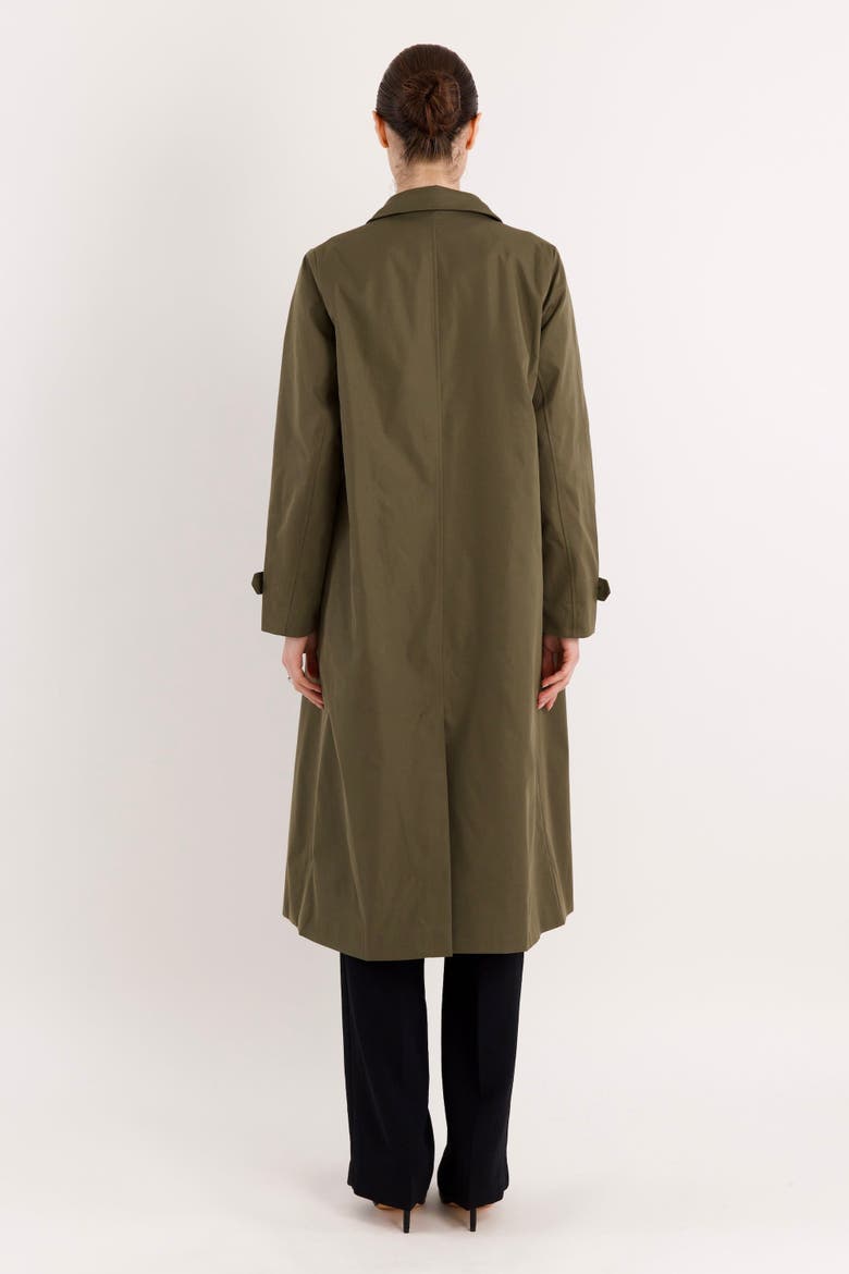 Long Single-Breasted Trench Coat with Detachable Hood, Alternate, color, Olive