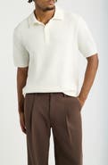 Open Edit Ribbed Chenille Polo Sweater