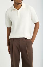 Open Edit Ribbed Chenille Polo Sweater