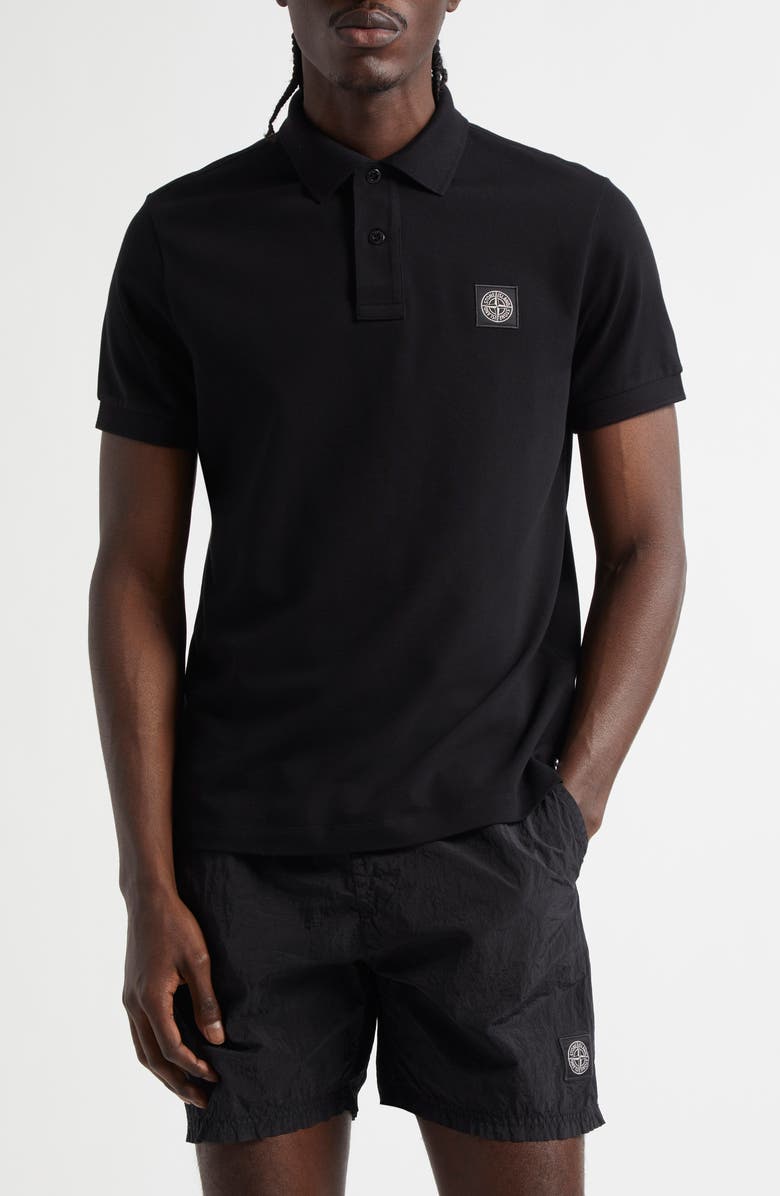 Stone Island 2SC18 Slim Fit Piqué Polo, Main, color, V0029 Black