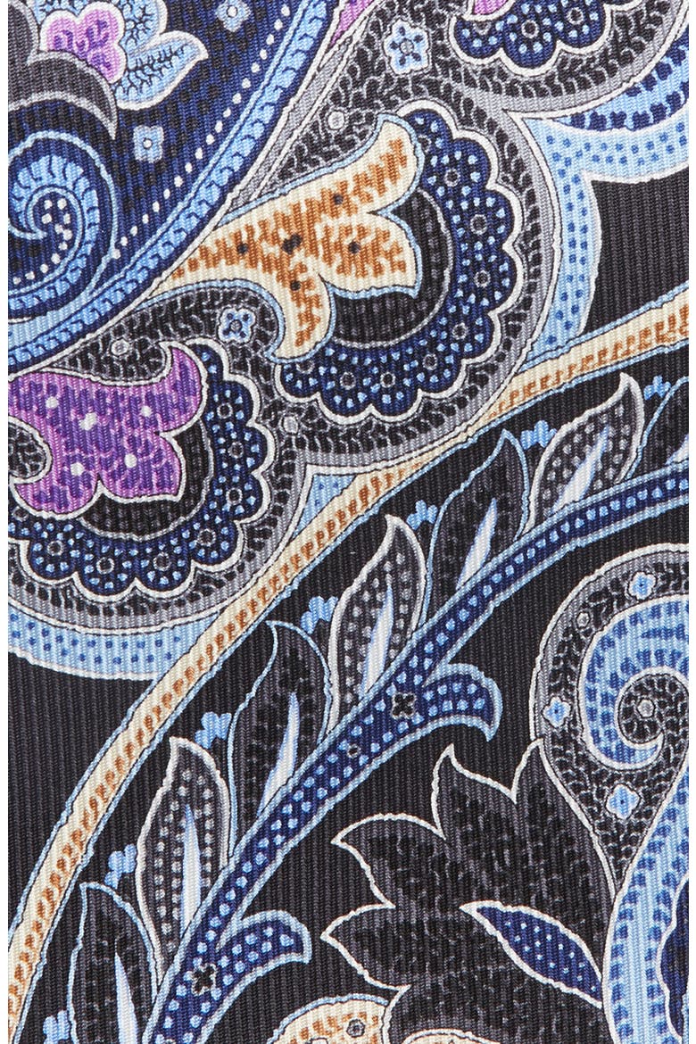 Paisley Silk Tie, Alternate, color, BLACK