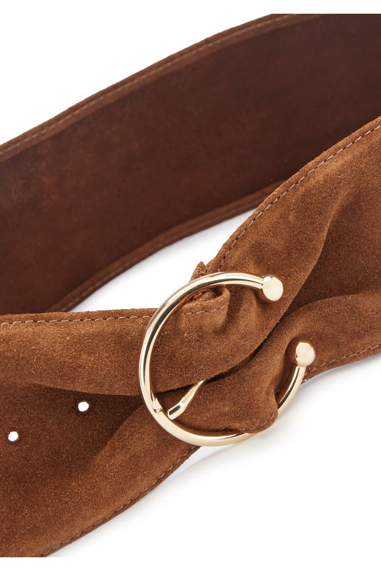 Wide Suede Waist Belt, Alternate, color, Cognac