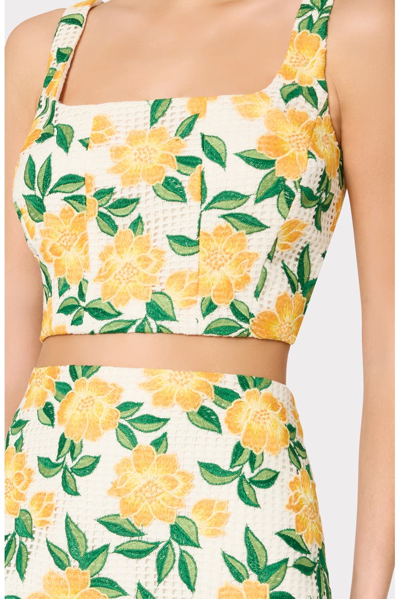 Mel Flower Embroidery Crop Top, Alternate, color, YELLOW/ GREEN