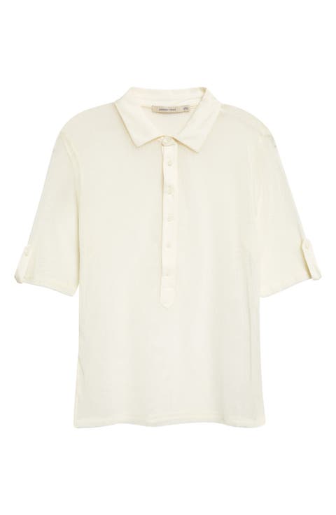 Sile Cotton Blend Tulle Polo Top