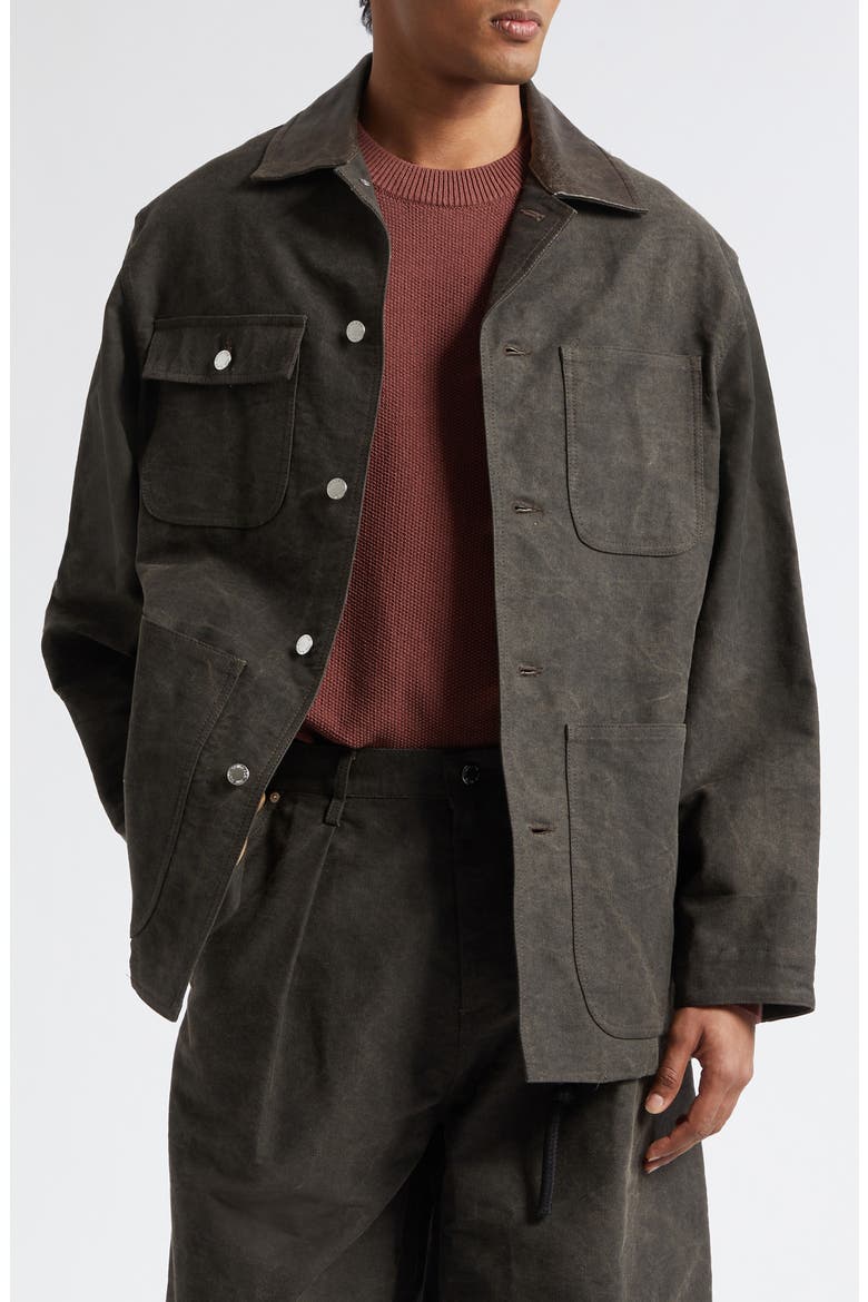 Cotton Moleskin Barn Jacket, Main, color, BLACK/BROWN