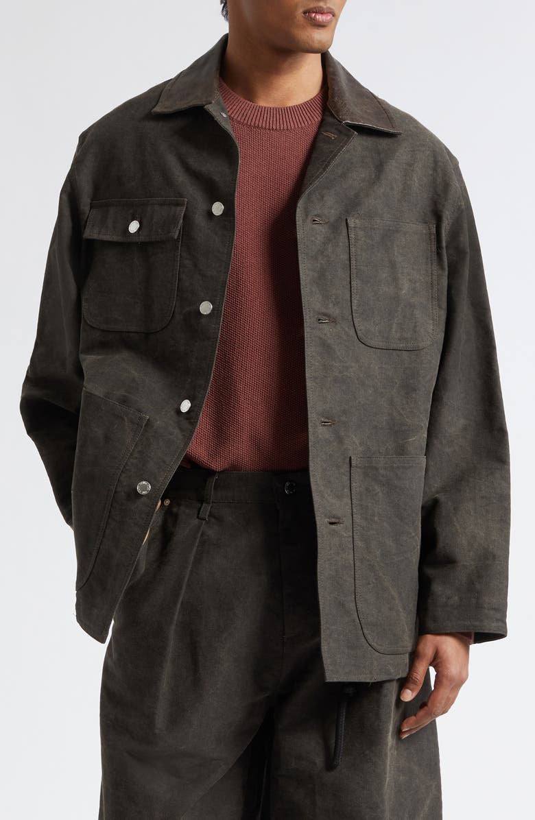 SONG FOR THE MUTE Cotton Moleskin Barn Jacket, Main, color, Black/Brown