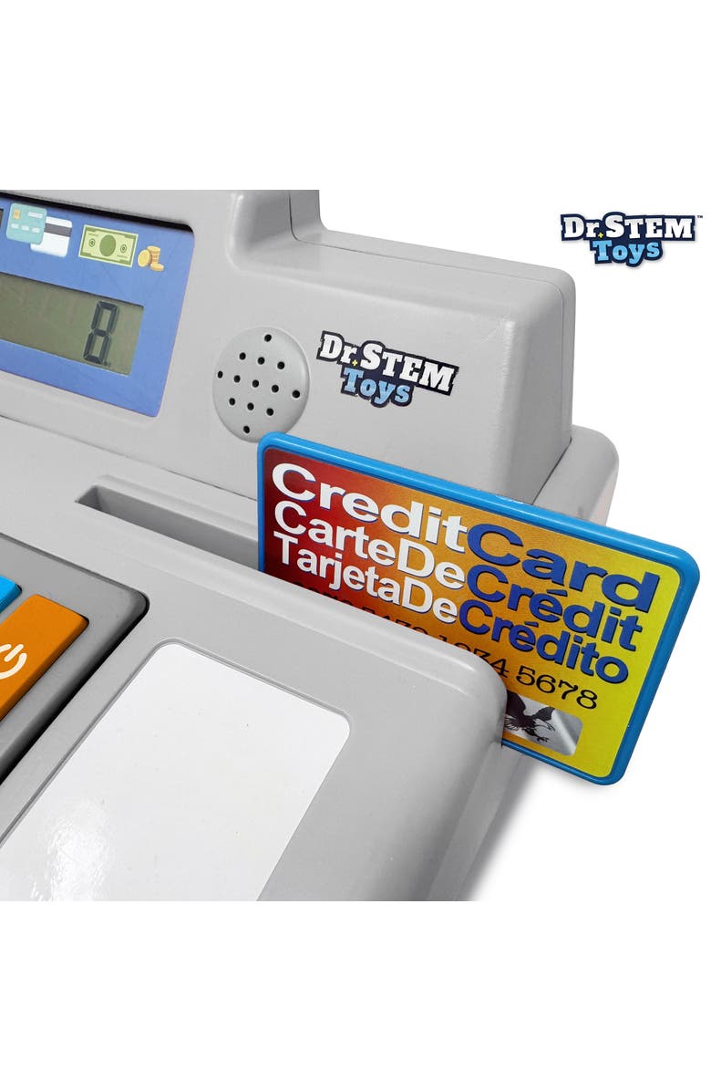 Dr. STEM Toys Dr. Stem Solarpowered Cash Register Gray 68Pc Store & Shopping Roleplay, Alternate, color,