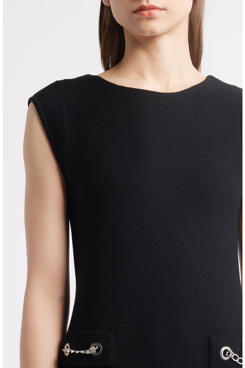 Chain Detail Sheath Dress, Alternate, color, BLACK