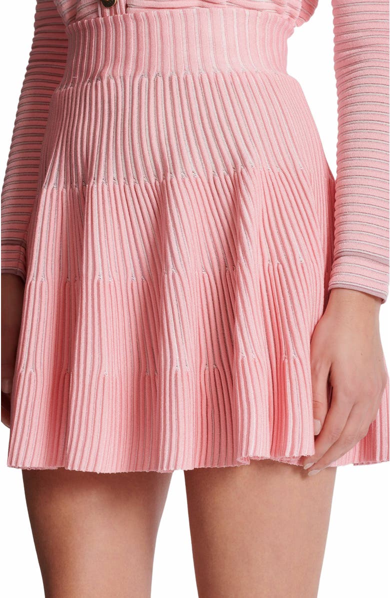 Balmain A-Line Textured Knit Skirt, Alternate, color, Pink