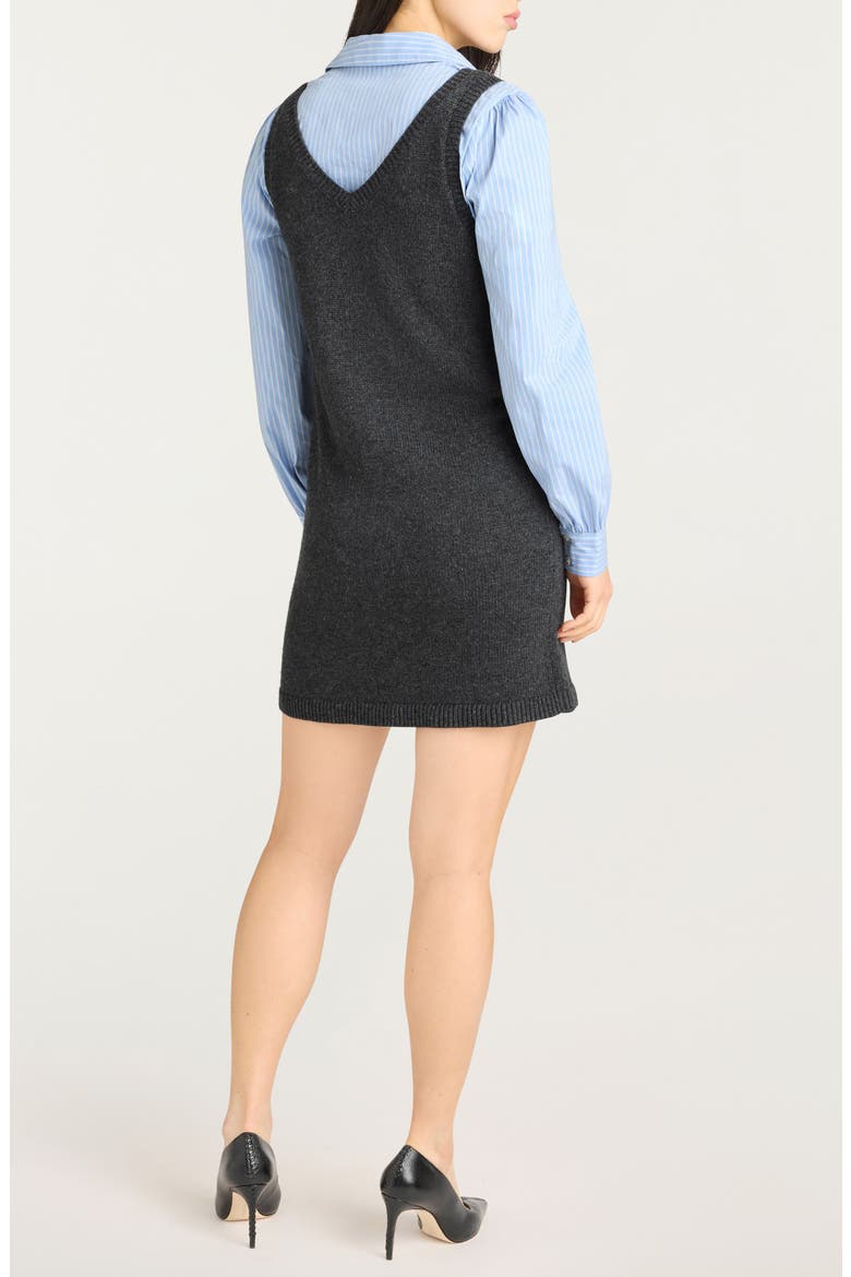 Vivianne Mixed Media Minidress, Alternate, color, CHARCOAL/BLUE STRIPE