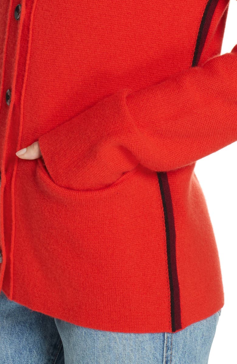 Proenza Schouler PSWL Stripe Sleeve Merino Wool & Cashmere Cardigan, Alternate, color, 