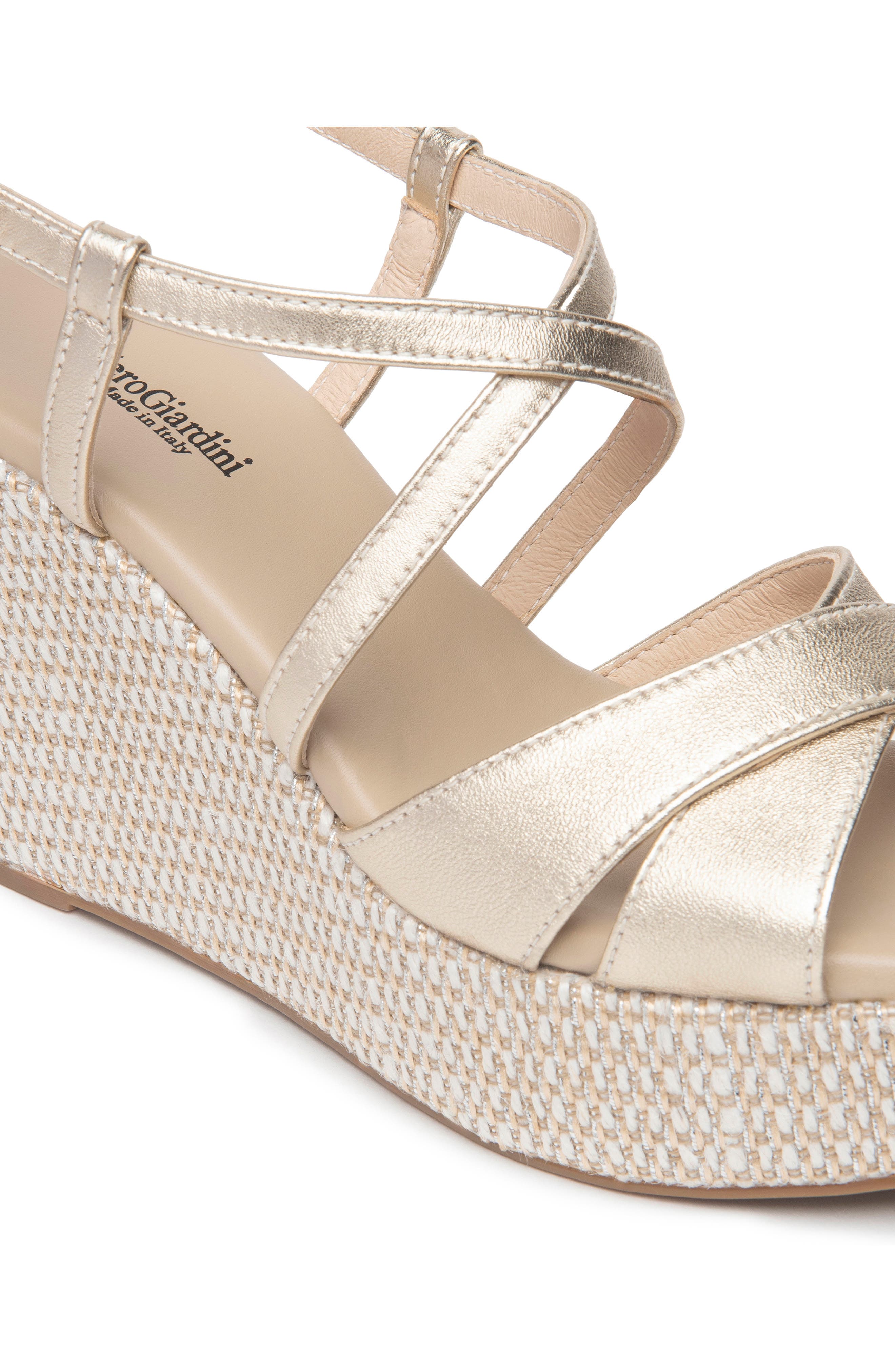 NeroGiardini Strappy Platform Wedge Sandal, Alternate, color, Gold