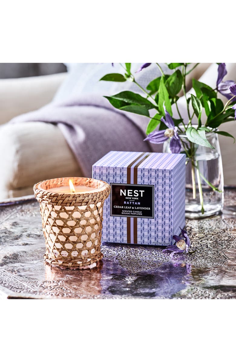 NEST New York Rattan Cedar Leaf & Lavender Scented Candle, Alternate, color, 