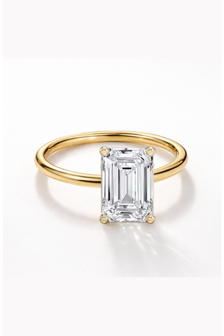 Valentina Moissanite 3 ct. t.w. Emerald Cut Solitaire Ring in Gold Vermeil, Alternate, color, Gold