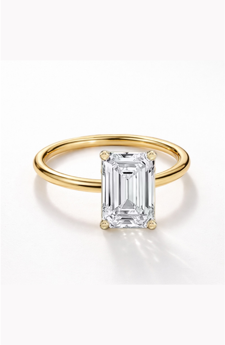 DLORIA Valentina Moissanite 3 ct. t.w. Emerald Cut Solitaire Ring in Gold Vermeil, Alternate, color, Gold