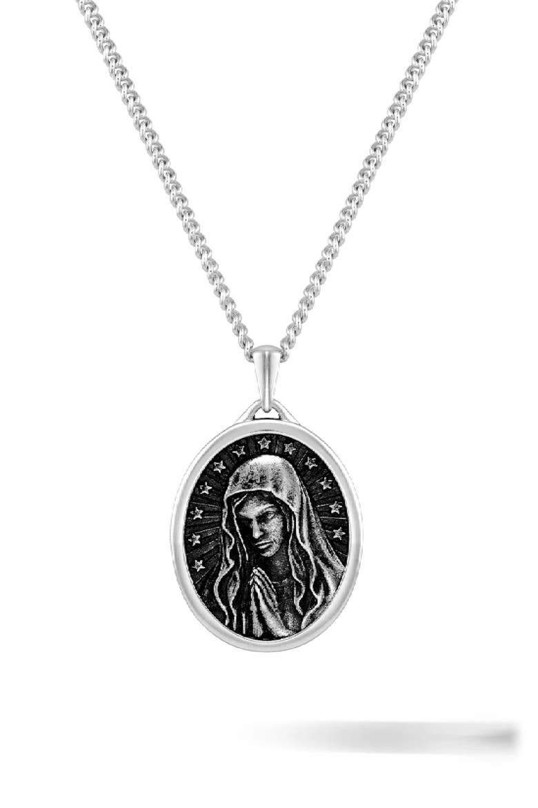 Men's Virgin Mary Pendant Necklace, Main, color, SILVER