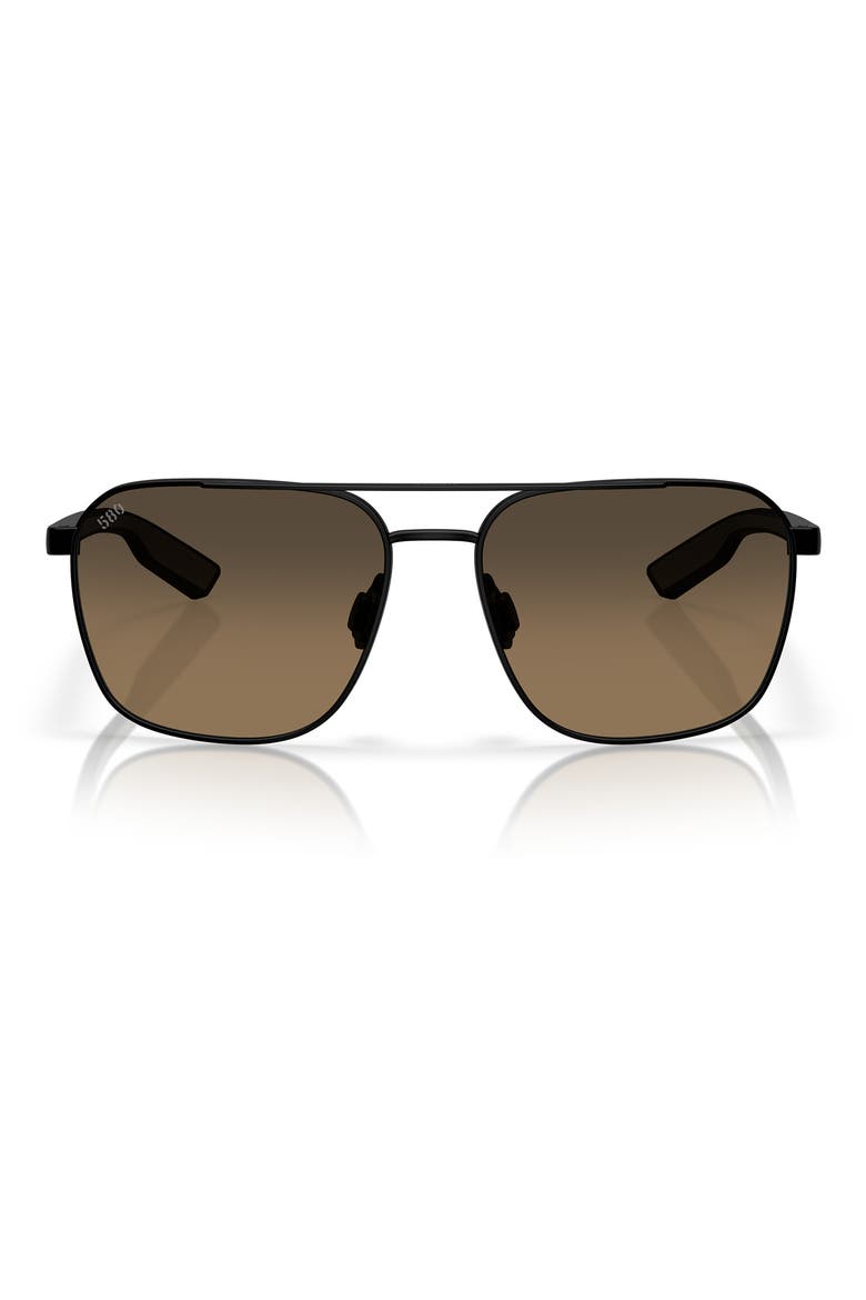 58mm Wader Gradient Polarized Rectangular Sunglasses, Main, color, SATIN BLACK / COPPER