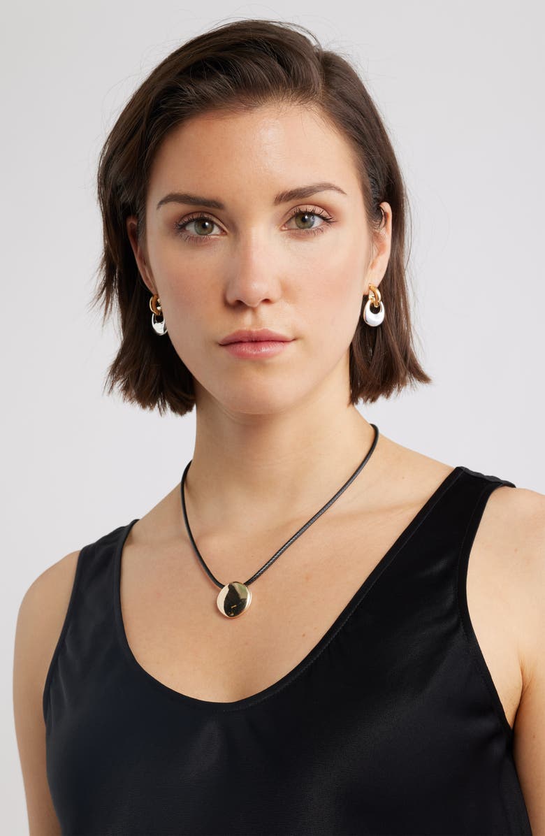 Nordstrom Polished Mixed Metal Frontal Hoop Earrings, Alternate, color, Gold- Silver