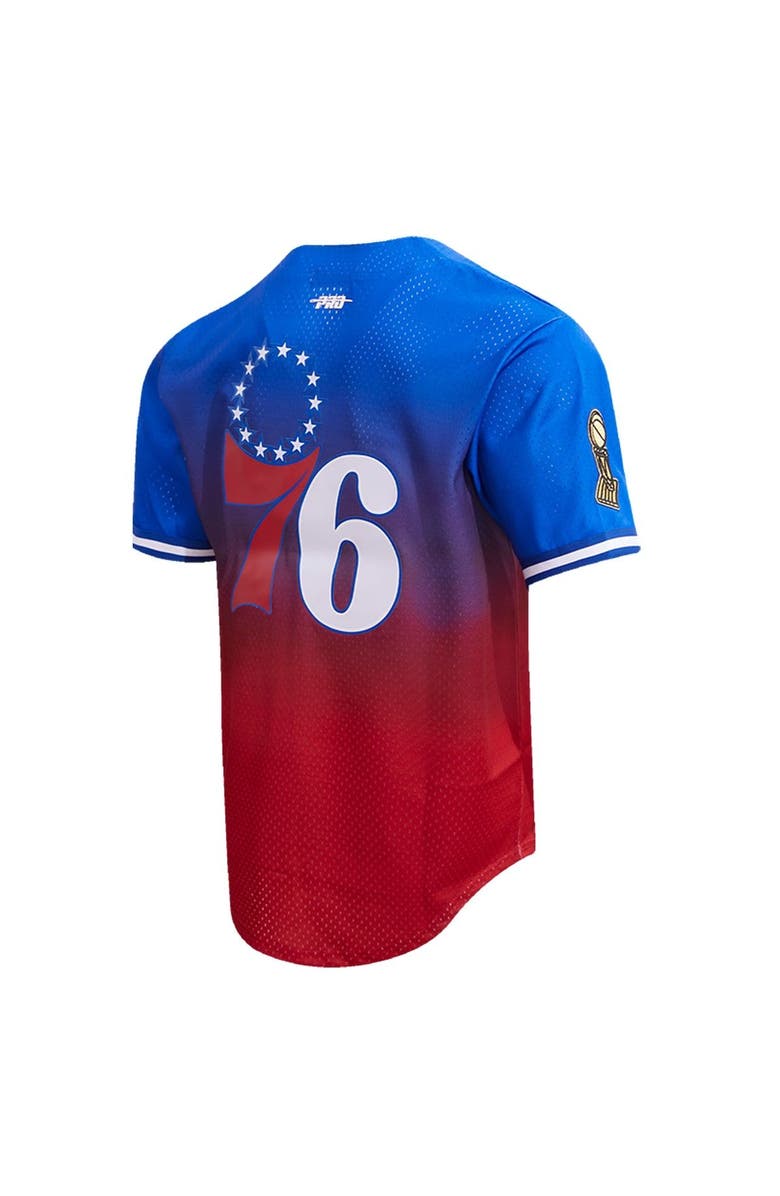 PRO STANDARD Men's Pro Standard  Royal/Red Philadelphia 76ers Ombre Mesh Button-Up Shirt, Alternate, color, Royal