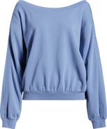 BP. Lace Trim Off the Shoulder Cotton Blend Sweatshirt