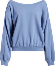 BP. Lace Trim Off the Shoulder Cotton Blend Sweatshirt