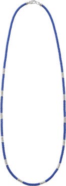 LAGOS Men's Silver Station Matte Blue Caviar Beaded Ceramic Necklace